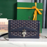 DUCHESSE MARIE-CAROLINE BAG 25 IN NAVY BLUE GOYARDINE CANVAS AND SMOOTH CALFSKIN