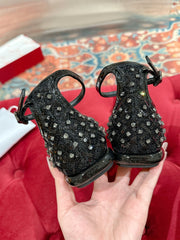 BALLERINAS IN BLACK FABRIC WITH CRYSTAL DETAILING