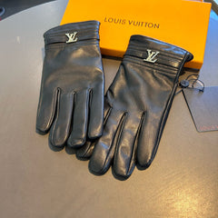 GLOVES IN BLACK LAMBSKIN WITH GOLD LOGO 465010