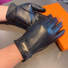 GLOVES IN BLACK DEERSKIN WITH LAMB FUR LINING 465015