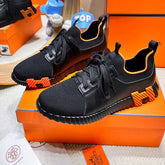 DEPART SLIP-ON SNEAKER IN BLACK KNIT AND CALFSKIN