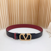 Vlogo Buckle Water Wave Gold Copper Glossy Wine Black Leather 40mm