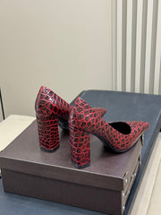 ALAIA 25S POINTY TOE PUMPS CROCODILE-EMBOSSED 90MM IN BURGUNDY CALFSKIN