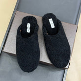 ALAIA 25S SHEARLING COZY SLIPPERS IN BLACK