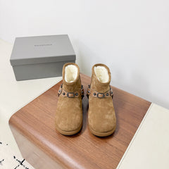 BALENCIAGA 25S ALASKA ANKLE BOOTS IN LIGHT BROWN SUEDE AND LAMBSKIN