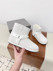 BALENCIAGA 25S ALASKA ANKLE BOOTS IN WHITE SUEDE AND LAMBSKIN