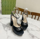 GUCCI 26S HIGH-HEELED SANDALS 105 MM IN BLACK CALFSKIN