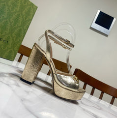 GUCCI 26S HIGH-HEELED SANDALS 105 MM IN LIGHT GOLD CALFSKIN