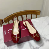GUCCI 26S SLINGBACK FLATS IN DARK RED CALFSKIN