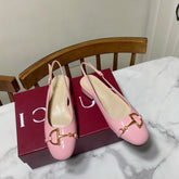 GUCCI 26S SLINGBACK FLATS IN PINK CALFSKIN