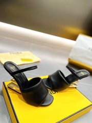 FENDI BAGUETTE HIGH-HEEL SANDALS 8 CM IN BLACK CALFSKIN