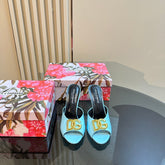 DG FOOTWEAR – LIGHT 100MM IN BLUE PATENT CALFSKIN MULES