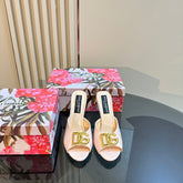 DG FOOTWEAR – LIGHT 100MM IN BEIGE PATENT CALFSKIN MULES