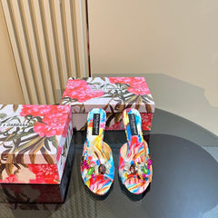 DG 100MM FOOTWEAR – MULTICOLOR SATIN MULES WITH CRYSTAL EMBELLISHMENTS