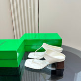 MARELLA THONG IN WHITE CREAM LEATHER WITH SIGNATURE INTRECCIATO INSOLE 55 MM