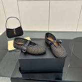 ALAIA MARY JANE FLAT 25S IN CHARCOAL GREY WOVEN MESH