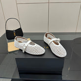 ALAIA MARY JANE FLAT 25S IN WHITE WOVEN MESH