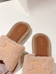 CELINE 25S LYMPIA TWISTED SANDAL IN BEIGE SPONGE FABRIC