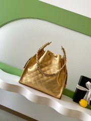 CHANEL 25S HOBO BAG 40 IN METALLIC GOLD CAVIAR LEATHER