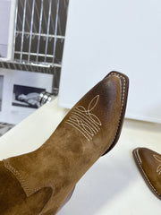 CELINE 25S HIGH CUT CHELSEA BOOTS 45MM IN BROWN SUEDE