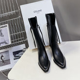 CELINE 25S HIGH CUT CHELSEA BOOTS 45MM IN BLACK CALFSKIN