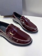 YSL 25S SAINT LAURENT LOAFERS IN BLACK CHERRY PATENT CALFSKIN