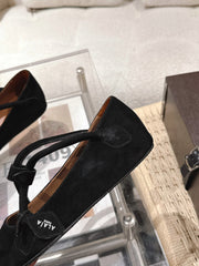 ALAIA 25S BALLET TECKEL IN BLACK SUEDE