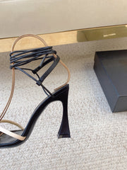 LIZA SANDALS IN BLACK AND NUDE SILK