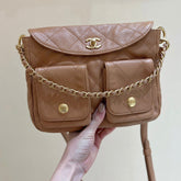 CHANEL 25S HOBO RETRO BAG 24 IN WARM TAUPE CALFSKIN