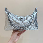 CHANEL 25S HOBO BAG KABELKA 26 IN SILVER CALFSKIN