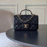 CHANEL 25S FLAP BAG 20 CM IN BLACK CAVIAR LEATHER WITH GOLD HARDWARE