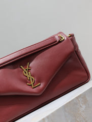 YSL 25S CALYPSO HANDBAG 26 IN BURGUNDY LAMBSKIN GOLD HARDWARE
