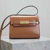 YSL 25S MINI MANHATTAN 19 IN BROWN CALFSKIN GOLD HARDWRE