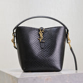 YSL 25S LE 37 20 IN BLACK SNAKE EMBOSSED CALFSKIN GOLD HARDWRE