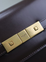 YSL 25S MANHATTAN SMALL 24 IN ROUGE CABERNET CALFSKIN GOLD HARDWARE