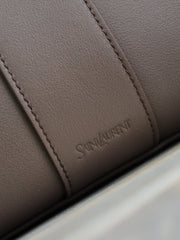 YSL 25S Y TOTE 50 IN PURPLE BROWN CALFSKIN GOLD HARDWRE