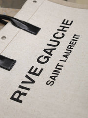 YSL 25S RIVE GAUCHE TOTE BAG 48 IN DUSTY GRAY CANVAS