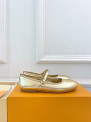 LV WOMEN ROMY FLAT BALLERINA IN GOLDEN METALLIC LAMBSKIN