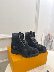 LV X TIMBERLAND MARTIN BOOT IN BLACK MONOGRAM SUEDE