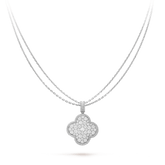 CLOVER SILVER FULL DIAMOND BIG CLOVER NECKLACE