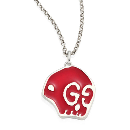 GG SKULL RED ENAMEL NECKLACE