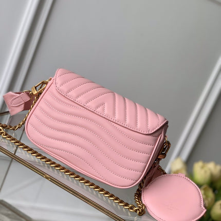 MULTI-POCHETTE PINK CALFKIN 19CM CROSS BODY BAG