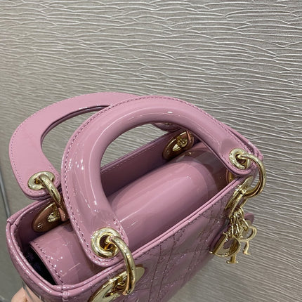 MINI LADY BAG 17 PINK PATENT CALFSKIN