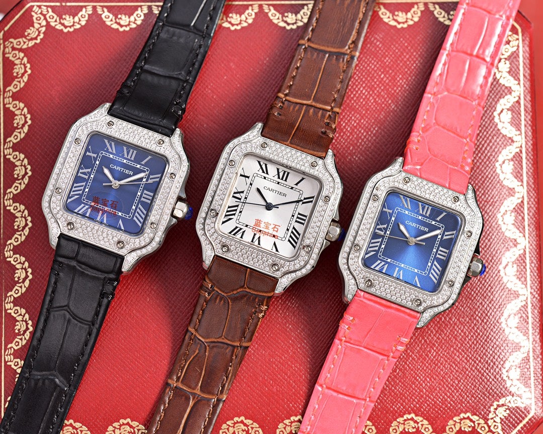 SANTOS LADY 35MM QUARTZ STEEL CASE LEATHER