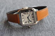 SANTOS 34MM STEEL CASE BROWN LEATHER
