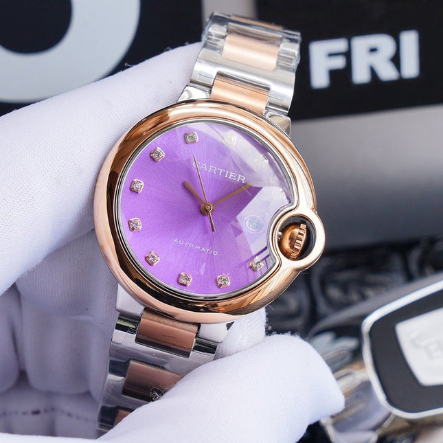 BALLON BLEU 33MM ROSE GOLD PURPLE DIAL