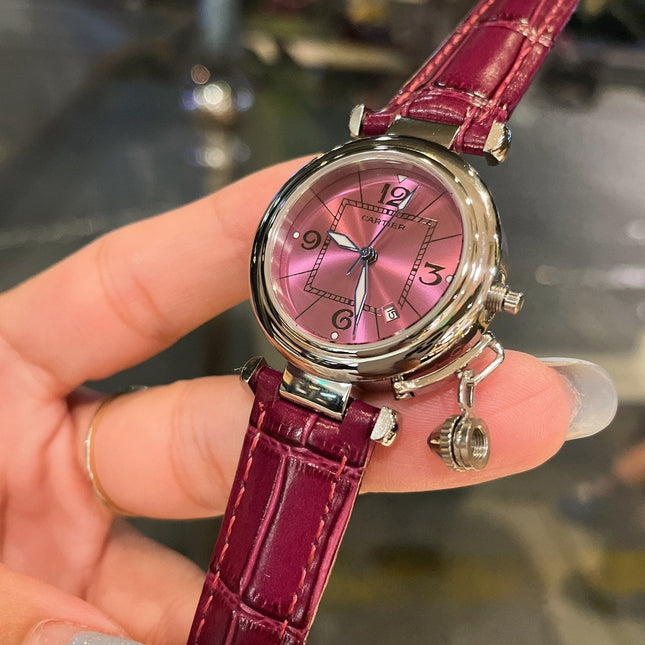 PASHA DE CARTIER 35MM QUARTZ DARK PINK DIAL