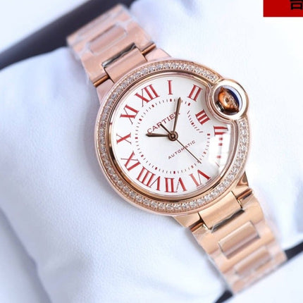 BALLON BLEU 33MM ROSE GOLD DIAMOND BEZEL