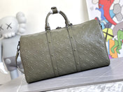 KEEPALL 50 BANDOULIERE KHAKI EMPREINTE LEATHER