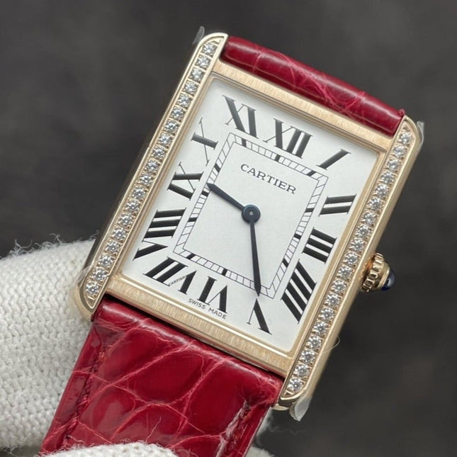 TANK LOUIS DE CARTIER QUARTZ GOLD CASE DIAMOND BEZEL